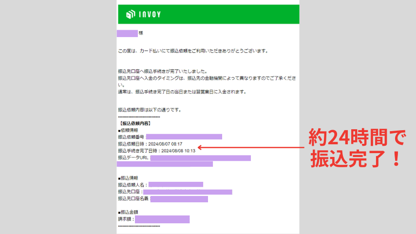 INVOY振込までの時間