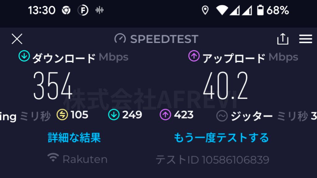 Speed WiFi Home5G L11を楽天モバイル5Gエリアの回線速度の計測結果