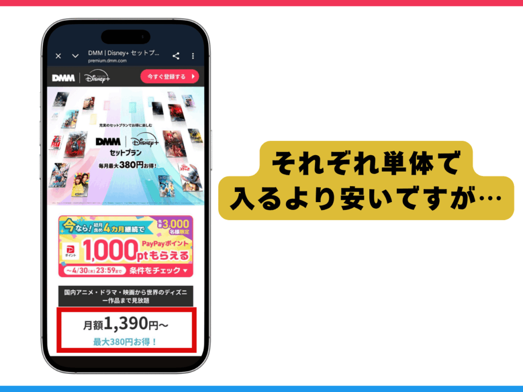 DMM TV× Disney+セットプランのLPの画像