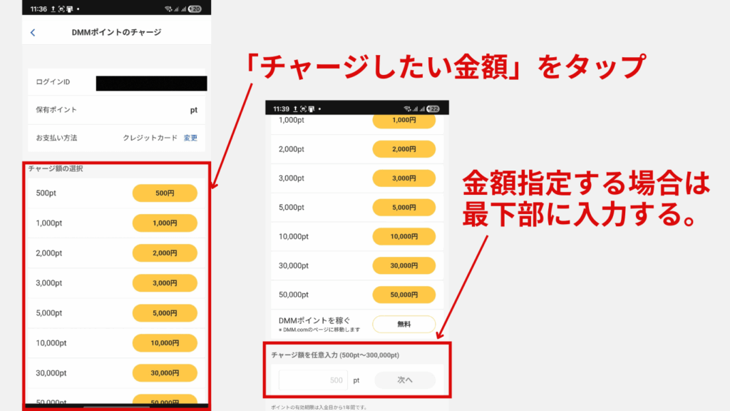 FANZAからDMMポイントをチャージする手順４